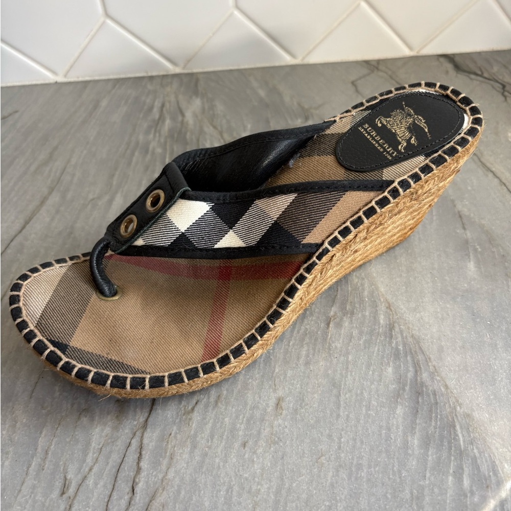 Burberry Black and Tan Wedge Sandals size 41 - Picture 2 of 10